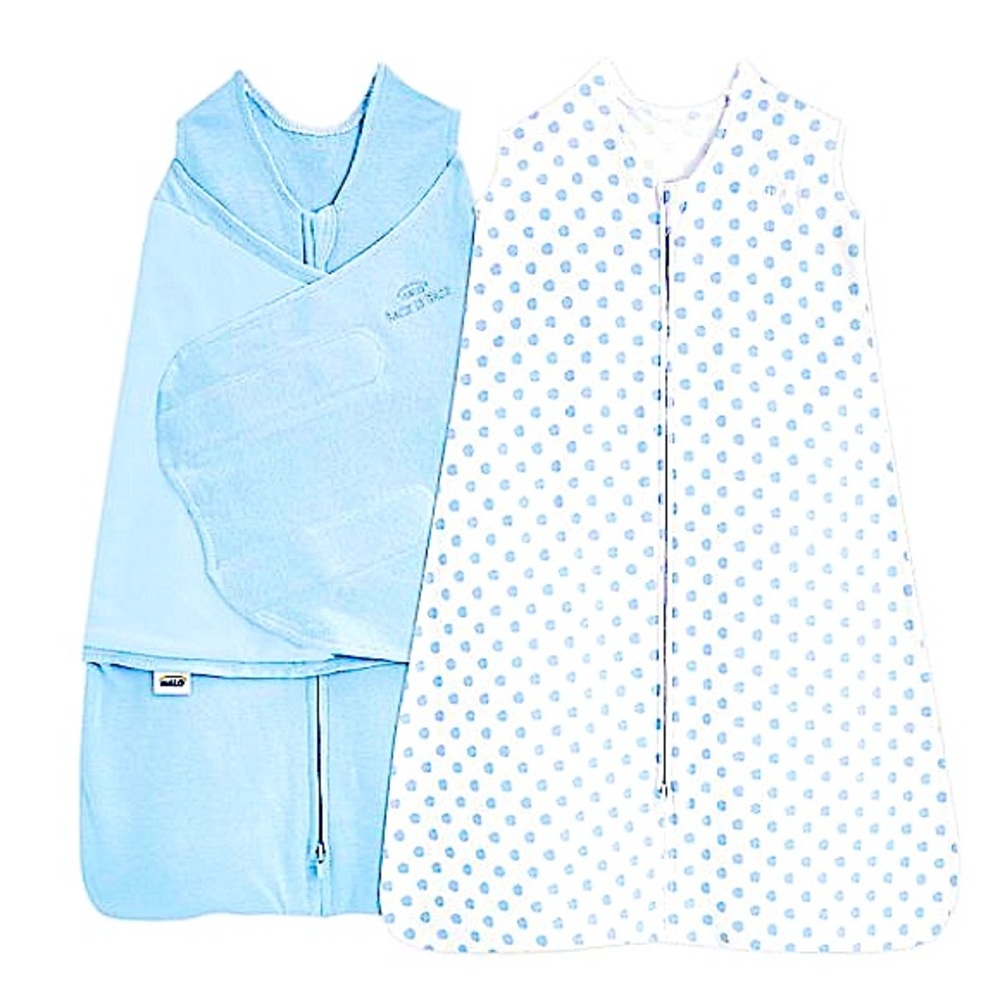Halo Sleepsack Swaddle and wearable blanket organic cotton gift set in blue NWOT